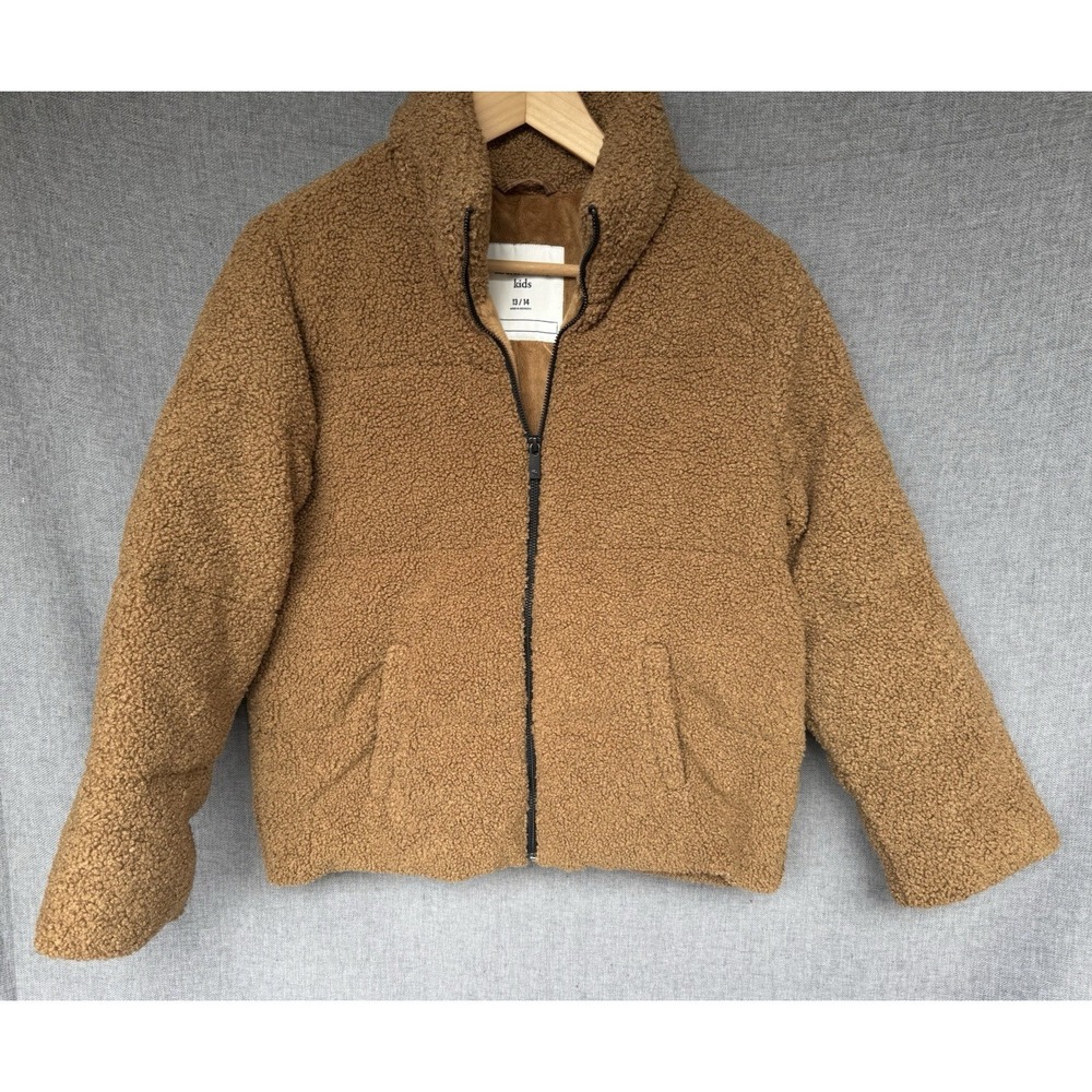 Abercrombie Kids Teddy Sherpa Fleece‎ Jacket Size 13/14 Brown Tan